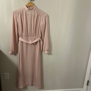 Midi long sleeve light pink dress
